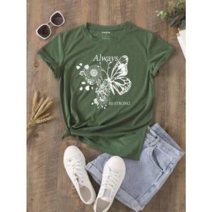 Butterfly And Floral Print Tee (large)